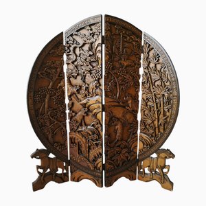 Paravento cinese in legno esotico