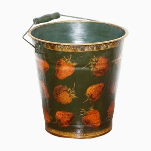 Seau à Glace à Servir Traditionnel Vintage en Métal avec Décorations de Fraises
