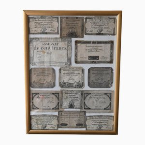 Framed Collection of Assignats, Revolutionary Currencies