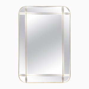 Large Italian Brass Beveled Mirror from Cristal Art, 1950s