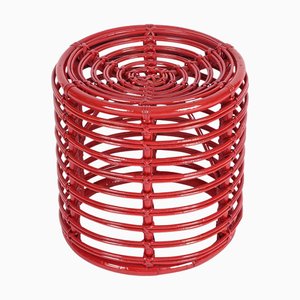 Pouf Mid-Century moderno in vimini e vimini di Tito Agnoli, anni '70