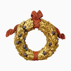 Couronne de Porte en Bois Sculpté avec Glands, Allemagne, 1930s