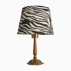 Brass and Teak Table Lamp from Asea, Sweden, 1950s