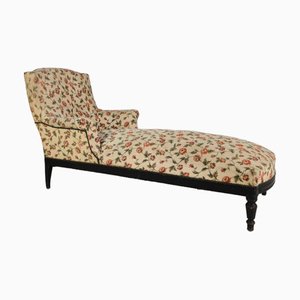 Chaise Longue francesa con tapicería floral, siglo XIX