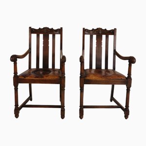 Fauteuils en Chêne de F. Parker & Son, Angleterre, 19ème Siècle, Set de 2