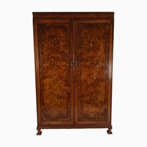 English Art Deco Burr Walnut Wardrobe from Waring & Gillow, 1900s-1930s