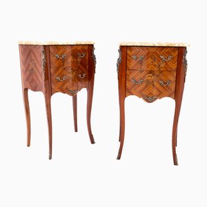 Antike Nachttische mit Steinplatte, Frankreich, 1890er, 2er Set