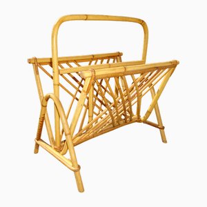 Vintage Zeitschriftenhalter aus Rattan