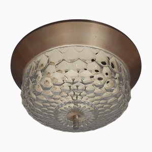 Ceiling Lamp in Clear Glass and Aluminum, 1960s