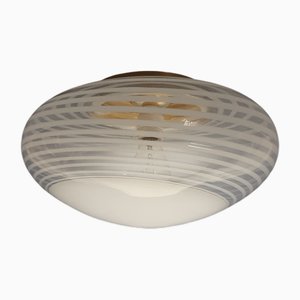 Lampada da soffitto moderna a spirale in vetro di Murano bianco, anni '70