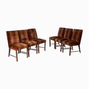 Stühle mit Original Samtstoff von Paolo Buffa, 1950er, 6er Set