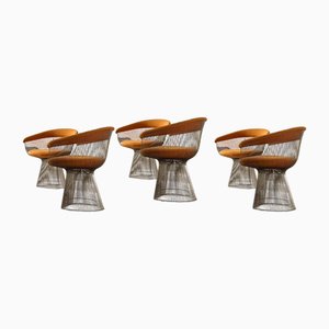 Nickel-Plated Armchairs by Warren Platner for Knoll Inc / Knoll International with Hallingdal Upholstery from Kvadrat, 1960s, Set of 6
