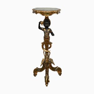 Mesa Trespolo antigua de madera lacada y dorada, Venecia, siglo XIX