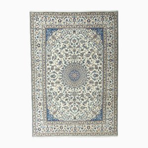 Large Hand-Knotted Nain Rug in Wool and Silk