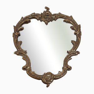 Baroque Style Brass Wall Mirror with Reliefs, 1960s
