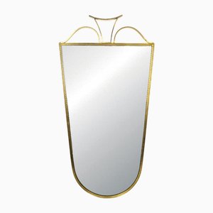 Mid-Century Italian Brass & Mirrored Glass Wall Mirror in the style of Emilio Lancia, 1950s