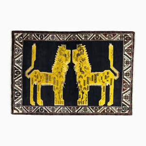 Hand-Knotted Gabbeh Rug with Lion Motif