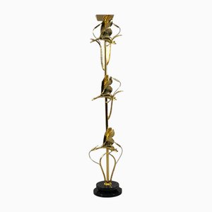 Lampada da terra Hollywood Regency con uccelli di Lanciotto Galeotti, Italia, anni '80