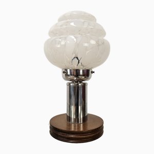 Table Lamp in Wood, Metal and Worked Glass, 1970s