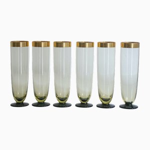 Murano Glass Champagne Flutes by Carlo Moretti for Ribes Atelier, Set of 6