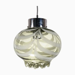 Lampada a sospensione vintage in vetro di Murano grigio fumo, anni '70