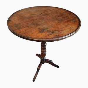 Antique French Mahogany Side Table Round Guéridon Tilt-Top Table, 1890s