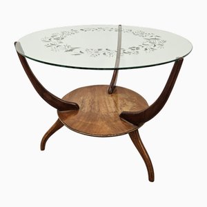 Art Deco Coffee Table with Worked Glass Top, 1950s