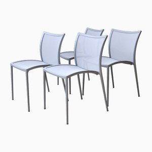 Quattro sedie grigie in alluminio pressofuso, set di 4
