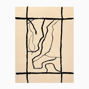 Modern Black and White Rectangular Coa Rug by Tapis Studio for Hommés Studio