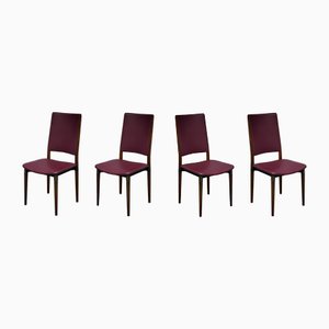 Esszimmerstühle aus Holz & Leder von Osvaldo Borsani für Tecno, 1960er, 4 . Set
