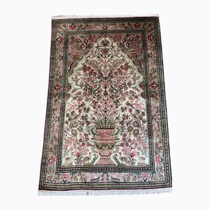 Alfombra oriental Ghom de seda de 100% seda, años 80