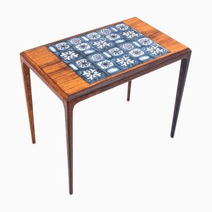 Table d'Appoint avec Céramique Bleue, Danemark, 1960s
