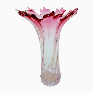 Große Rubinrosa Murano Chambord Vase, 1960er