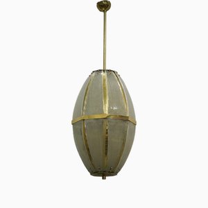 Lampadario e sospensione in vetro di Murano e ottone sabbiato, 2000