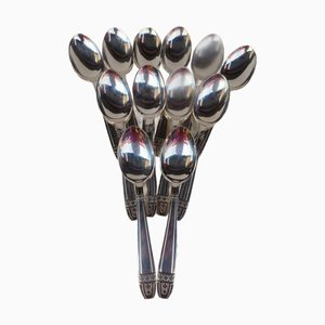 Silver-Plated Monaco Grand Prix Soup Spoons, 1950s, Set of 12