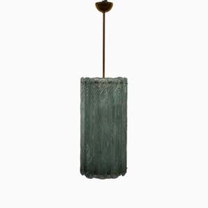 Lampadario in vetro di Murano e ottone color verde di Fontana Arte, 2000