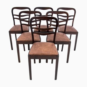 Art Deco Dining Chairs, Poland, 1950s, Set of 6