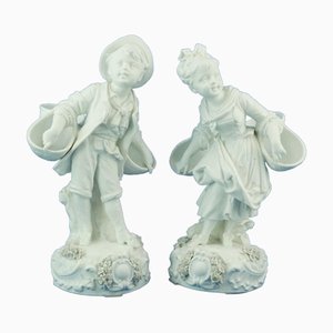 Children Figures in Biscuit Porcelain from Vion et Baury, France, Late 19th Century, Set of 2