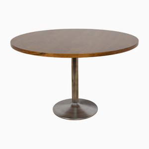 Mesa de comedor Mid-Century moderna redonda de teca, Dinamarca, años 70