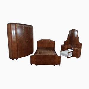 Suite con dormitorio Art Déco de Maison Mercier Freres, años 30. Juego de 4