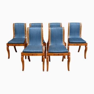 Sedie Mid-Century in stile Charles X in acero e ciliegio, anni '50, set di 6