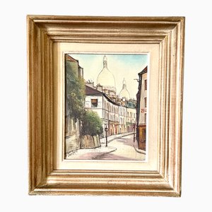 Paul Lambert, Montmartre in Paris, 20th Century, Oil on Canvas, Framed