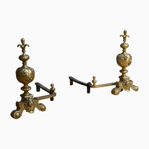 Gilt Bronze Andirons, Early 19th Century, Set of 2