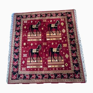 Tapis Smyrna en Laine avec Motif Cheval, Turquie, 1960s