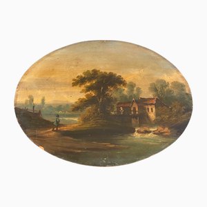 German Artist, Landscape, Oil on Wood, 1850s