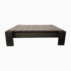 Brutalist Coffee Table in Stained Oak, 1970s