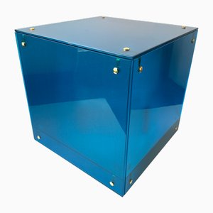 Lampe Cube Bleue en Verre de Murano et Laiton, Italie, 2000s
