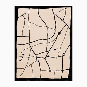 Modern Black and White Rectangular Astro Rug by Tapis Studio for Hommés Studio
