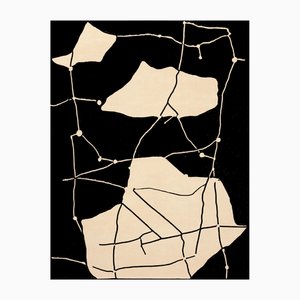 Modern Black and White Rectangular Meteor Rug by Tapis Studio for Hommés Studio
