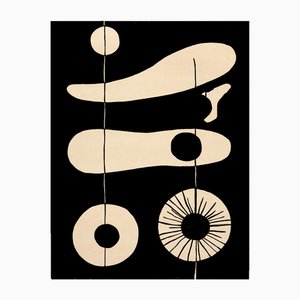 Modern Black and White Rectangular Solaris Rug by Tapis Studio for Hommés Studio